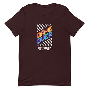 Gamer T-Shirt - Game Over - Continue Selectable Option - Oxblood Black - Dubsnatch