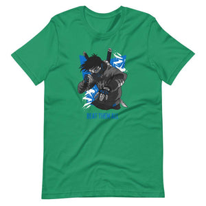 Gaming Shirt - Beat Them All - Cyberpunk Style Character - Blue - Alternative - Kelly - Dubsnatch