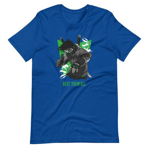 Gaming Shirt - Beat Them All - Cyberpunk Style Character - Green - Alternative - True Royal - Dubsnatch