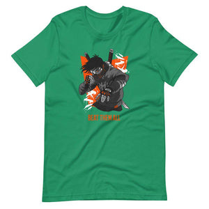 Gaming Shirt - Beat Them All - Cyberpunk Style Character - Orange - Alternative - Kelly - Dubsnatch