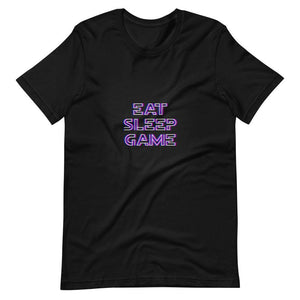 Gaming Shirt - Eat Sleep Game - Featuring a Futuristic Cyberpunk Glitch Style - Transparent - Black - Dubsnatch