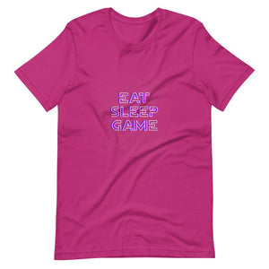 Gaming Shirt - Eat Sleep Game - Featuring a Futuristic Cyberpunk Glitch Style - Transparent - MediumVioletRed - Dubsnatch