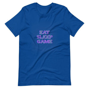 Gaming Shirt - Eat Sleep Game - Featuring a Futuristic Cyberpunk Glitch Style - Transparent - RoyalBlue - Dubsnatch