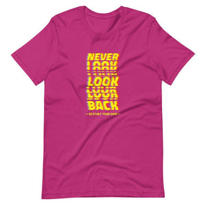 Gaming Shirt - Never Look Back Restart Your Game - Cyberpunk Glitch Style - Berry - Dubsnatch
