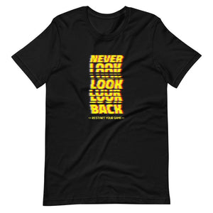 Gaming Shirt - Never Look Back Restart Your Game - Cyberpunk Glitch Style - Black - Dubsnatch