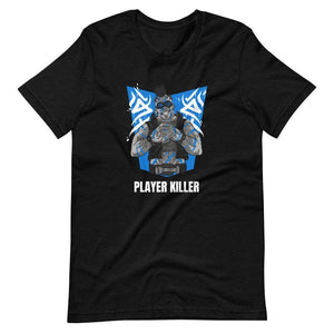 Gaming Shirt - Player Killer - Sadistic Cyberpunk Style Character - Blue - Black Heather - Dubsnatch