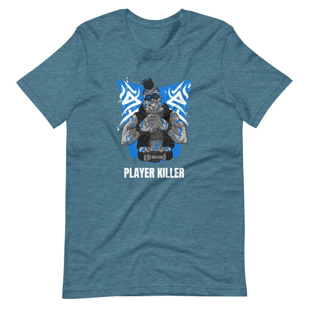 Gaming Shirt - Player Killer - Sadistic Cyberpunk Style Character - Blue - Heather Deep Teal - Dubsnatch
