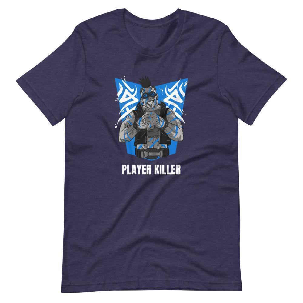 Gaming Shirt - Player Killer - Sadistic Cyberpunk Style Character - Blue - Heather Midnight Navy - Dubsnatch