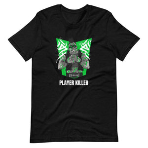 Gaming Shirt - Player Killer - Sadistic Cyberpunk Style Character - Green - Black Heather - Dubsnatch