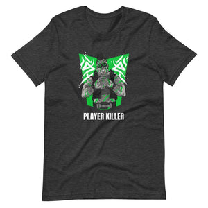 Gaming Shirt - Player Killer - Sadistic Cyberpunk Style Character - Green - Dark Grey Heather - Dubsnatch