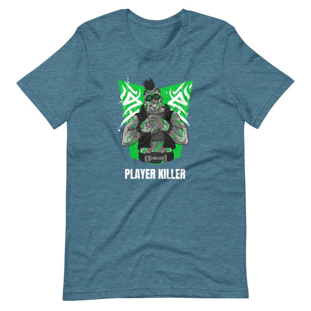 Gaming Shirt - Player Killer - Sadistic Cyberpunk Style Character - Green - Heather Deep Teal - Dubsnatch