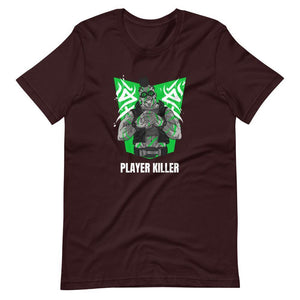 Gaming Shirt - Player Killer - Sadistic Cyberpunk Style Character - Green - Oxblood Black - Dubsnatch