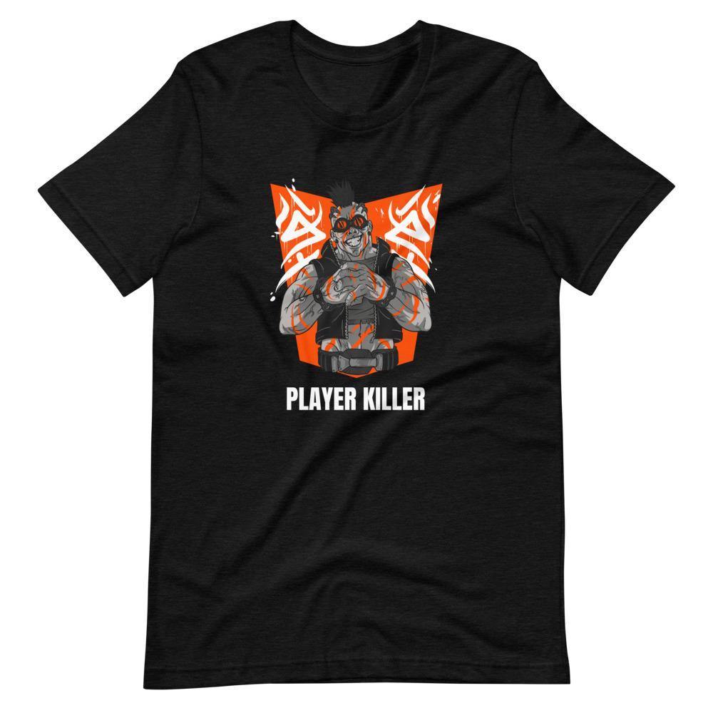 Gaming Shirt - Player Killer - Sadistic Cyberpunk Style Character - Orange - Black Heather - Dubsnatch