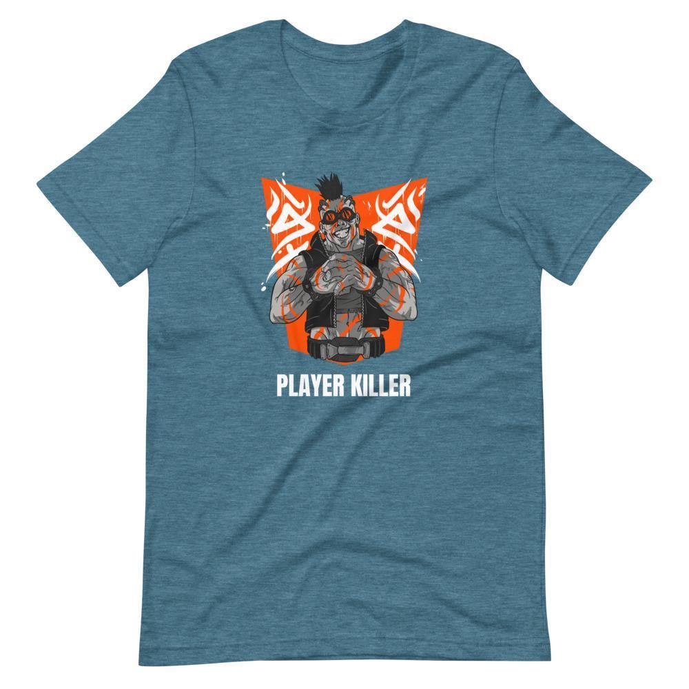 Gaming Shirt - Player Killer - Sadistic Cyberpunk Style Character - Orange - Heather Deep Teal - Dubsnatch