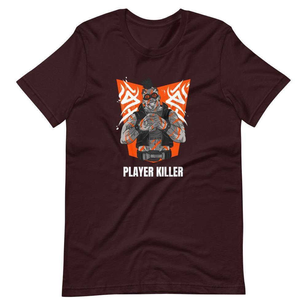 Gaming Shirt - Player Killer - Sadistic Cyberpunk Style Character - Orange - Oxblood Black - Dubsnatch