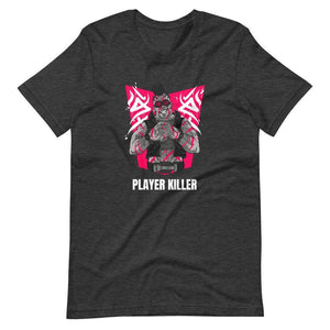 Gaming Shirt - Player Killer - Sadistic Cyberpunk Style Character - Pink - Dark Grey Heather - Dubsnatch