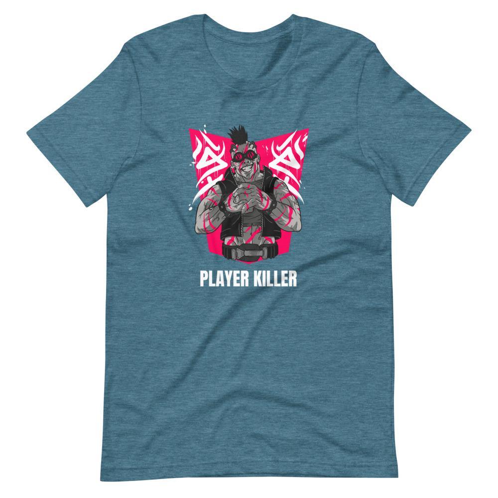 Gaming Shirt - Player Killer - Sadistic Cyberpunk Style Character - Pink - Heather Deep Teal - Dubsnatch