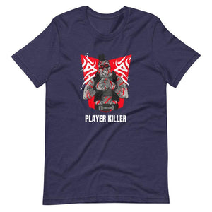 Gaming Shirt - Player Killer - Sadistic Cyberpunk Style Character - Red - Heather Midnight Navy - Dubsnatch