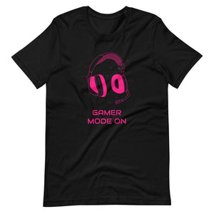 Gaming T-Shirt - Gamer Mode On - Colorful Headphone - Pink - Black - Dubsnatch
