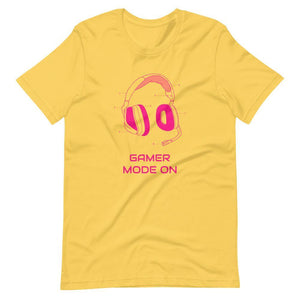Gaming T-Shirt - Gamer Mode On - Colorful Headphone - Pink - Yellow - Dubsnatch