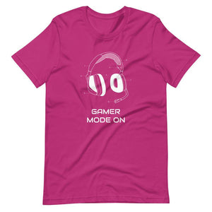 Gaming T-Shirt - Gamer Mode On - Colorful Headphone - White - Berry - Dubsnatch