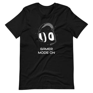 Gaming T-Shirt - Gamer Mode On - Colorful Headphone - White - Black - Dubsnatch