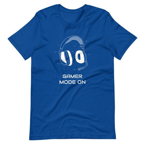 Gaming T-Shirt - Gamer Mode On - Colorful Headphone - White - True Royal - Dubsnatch