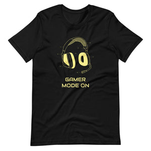 Gaming T-Shirt - Gamer Mode On - Colorful Headphone - Yellow - Black - Dubsnatch