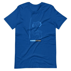 Gaming T-Shirt - I'd Rather Be Gaming - Fighting Gears - Blue - Alternative - True Royal - Dubsnatch