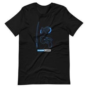 Gaming T-Shirt - I'd Rather Be Gaming - Fighting Gears - Blue - Black - Dubsnatch