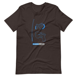 Gaming T-Shirt - I'd Rather Be Gaming - Fighting Gears - Blue - Brown - Dubsnatch