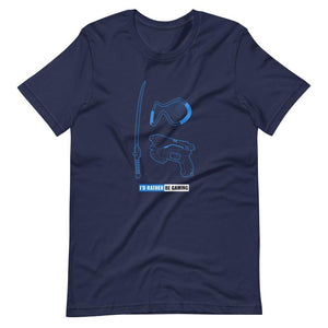 Gaming T-Shirt - I'd Rather Be Gaming - Fighting Gears - Blue - Navy - Dubsnatch