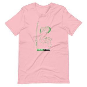 Gaming T-Shirt - I'd Rather Be Gaming - Fighting Gears - Green - Alternative - Pink - Dubsnatch