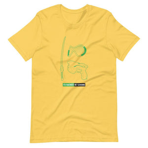 Gaming T-Shirt - I'd Rather Be Gaming - Fighting Gears - Green - Alternative - Yellow - Dubsnatch