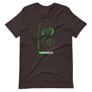 Gaming T-Shirt - I'd Rather Be Gaming - Fighting Gears - Green - Brown - Dubsnatch