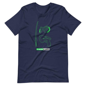 Gaming T-Shirt - I'd Rather Be Gaming - Fighting Gears - Green - Navy - Dubsnatch