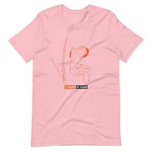Gaming T-Shirt - I'd Rather Be Gaming - Fighting Gears - Orange - Alternative - Pink - Dubsnatch