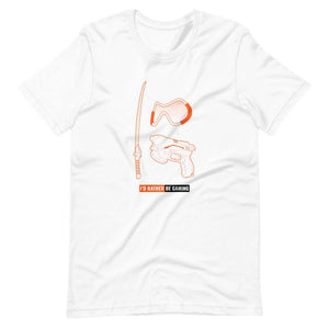 Gaming T-Shirt - I'd Rather Be Gaming - Fighting Gears - Orange - Alternative - White - Dubsnatch
