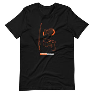 Gaming T-Shirt - I'd Rather Be Gaming - Fighting Gears - Orange - Black - Dubsnatch