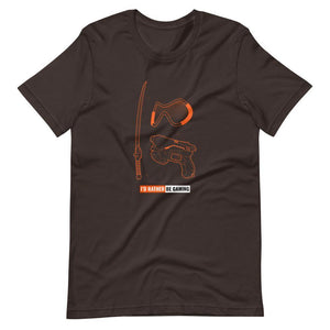 Gaming T-Shirt - I'd Rather Be Gaming - Fighting Gears - Orange - Brown - Dubsnatch