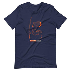 Gaming T-Shirt - I'd Rather Be Gaming - Fighting Gears - Orange - Navy - Dubsnatch