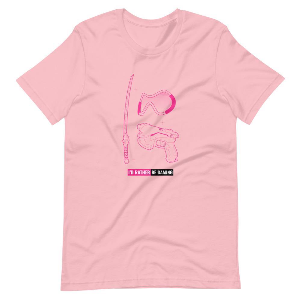 Gaming T-Shirt - I'd Rather Be Gaming - Fighting Gears - Pink - Alternative - Pink - Dubsnatch
