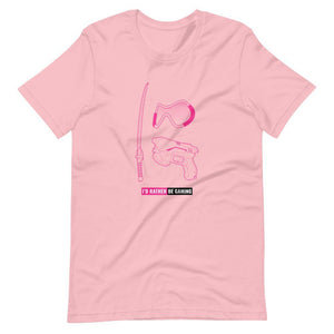 Gaming T-Shirt - I'd Rather Be Gaming - Fighting Gears - Pink - Alternative - Pink - Dubsnatch