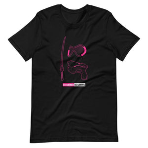 Gaming T-Shirt - I'd Rather Be Gaming - Fighting Gears - Pink - Black - Dubsnatch