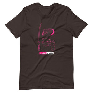 Gaming T-Shirt - I'd Rather Be Gaming - Fighting Gears - Pink - Brown - Dubsnatch