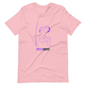 Gaming T-Shirt - I'd Rather Be Gaming - Fighting Gears - Purple - Alternative - Pink - Dubsnatch