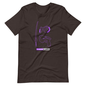 Gaming T-Shirt - I'd Rather Be Gaming - Fighting Gears - Purple - Brown - Dubsnatch