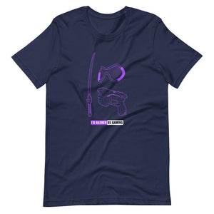 Gaming T-Shirt - I'd Rather Be Gaming - Fighting Gears - Purple - Navy - Dubsnatch