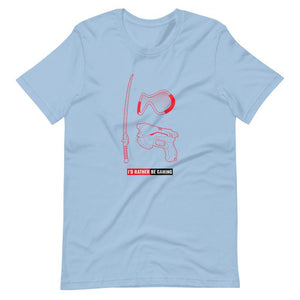 Gaming T-Shirt - I'd Rather Be Gaming - Fighting Gears - Red - Alternative - Light Blue - Dubsnatch