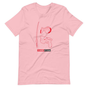 Gaming T-Shirt - I'd Rather Be Gaming - Fighting Gears - Red - Alternative - Pink - Dubsnatch